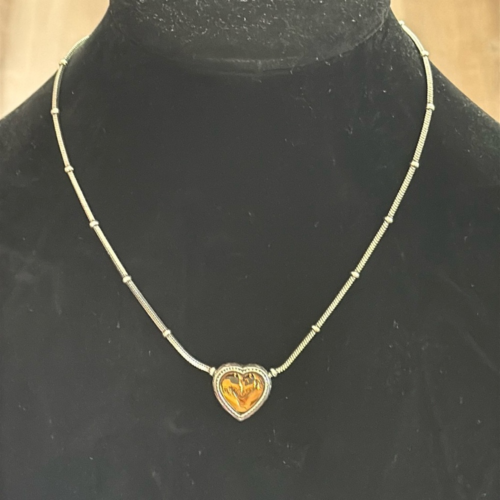 Brighton Silver Necklace with Gold Heart Pendant